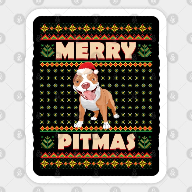 Merry Pitmas Pitbull Christmas Day Dog Lover Gift Sticker by aneisha
